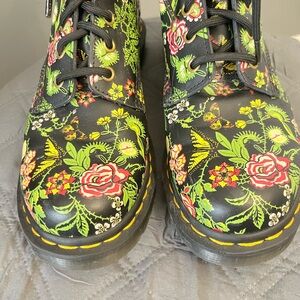 Dr. Martens Black and Green Floral Boots - Brand New with box